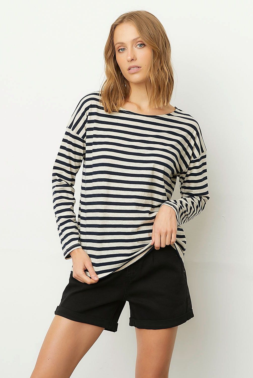 MAISON 123 - Polera Manga Larga Rayas Mujer Maison 123