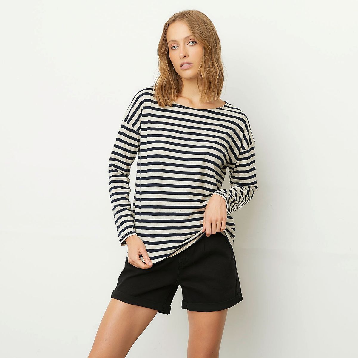 MAISON 123 - Polera Manga Larga Rayas Mujer Maison 123