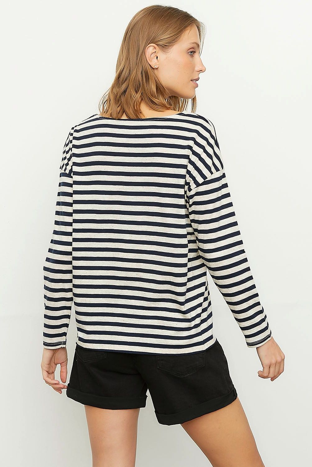 MAISON 123 - Polera Manga Larga Rayas Mujer Maison 123