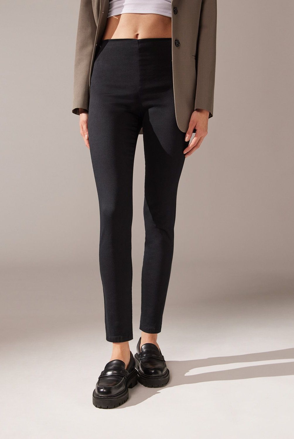 CALZEDONIA - Leggings Denim Skinny Tiro Alto Mujer Calzedonia