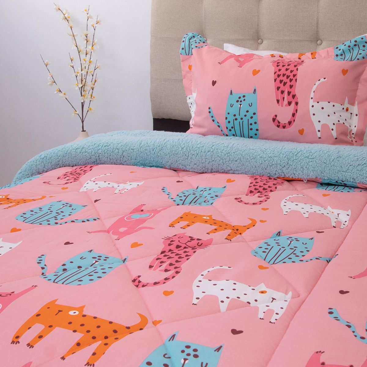 DORAL - Plumón Infantil Sherpa Kids Gatitos Doral