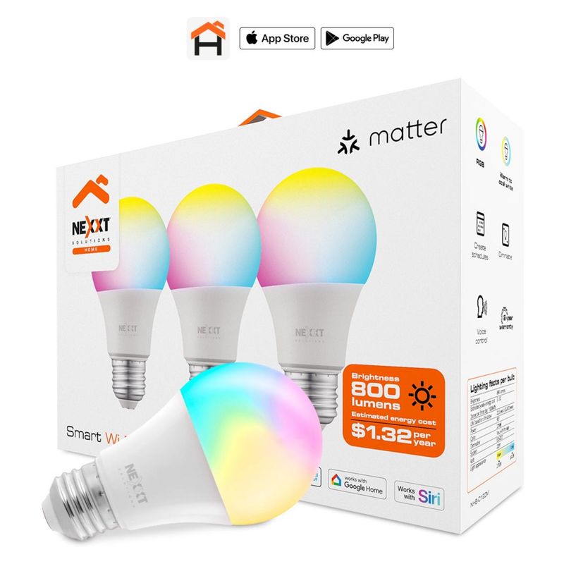 NEXXT SOLUTIONS - Ampolleta Inteligente 3 PACK RGB Nexxt