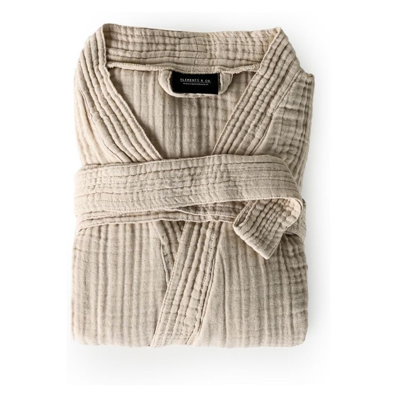 ELEMENTS & CO - Bata De Baño Beige S/M Cannon-Elements And Co