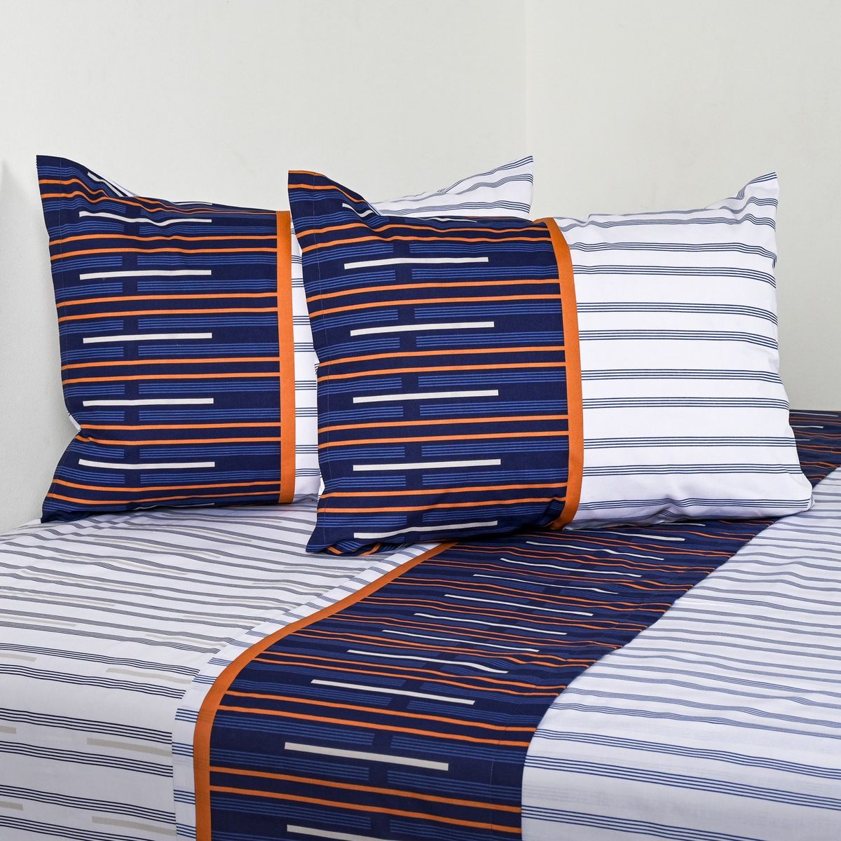 AMERICAN FAMILY - Sábanas 144 Hilos Trazos Azul Cannon - American Family