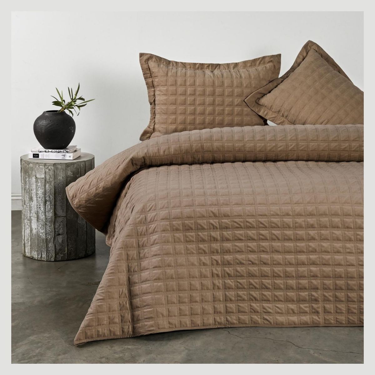 ELEMENTS & CO - Quilt Squares Taupe Cannon-Elements And Co