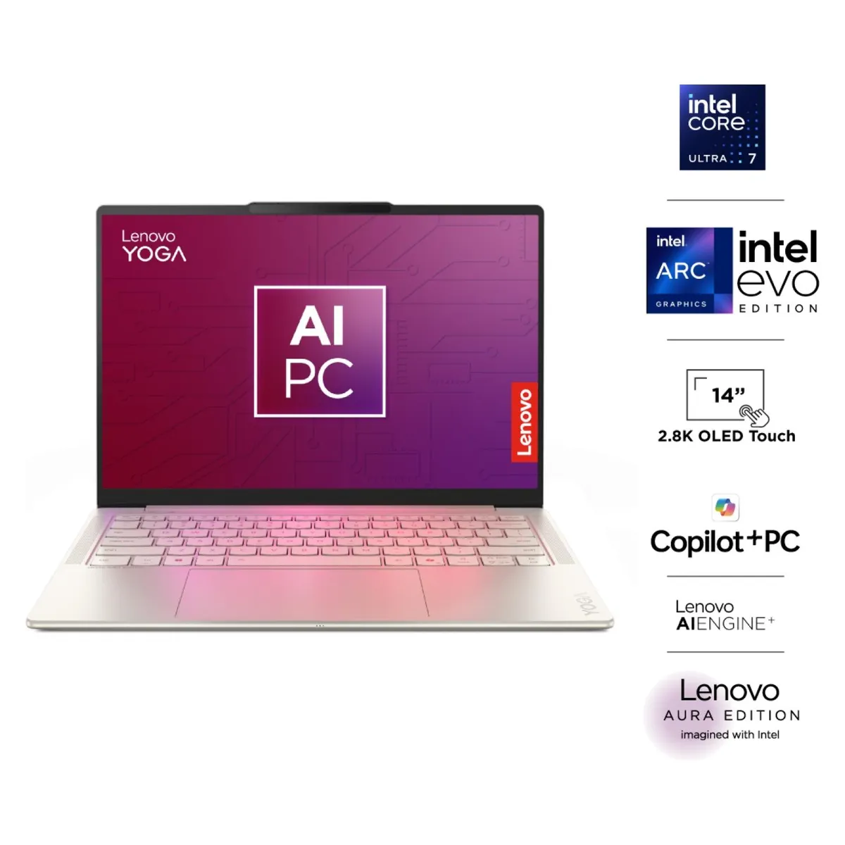 LENOVO - Yoga Slim 7 Gen 10 Aura Edition Core Ultra 7 258V 32GB 1TB 14" 2.8K OLED 120Hz Táctil + Wifi 7 Lenovo