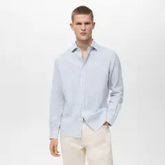 MANGO MAN - Camisa Emma Lino Rayas Regular Fit Hombre