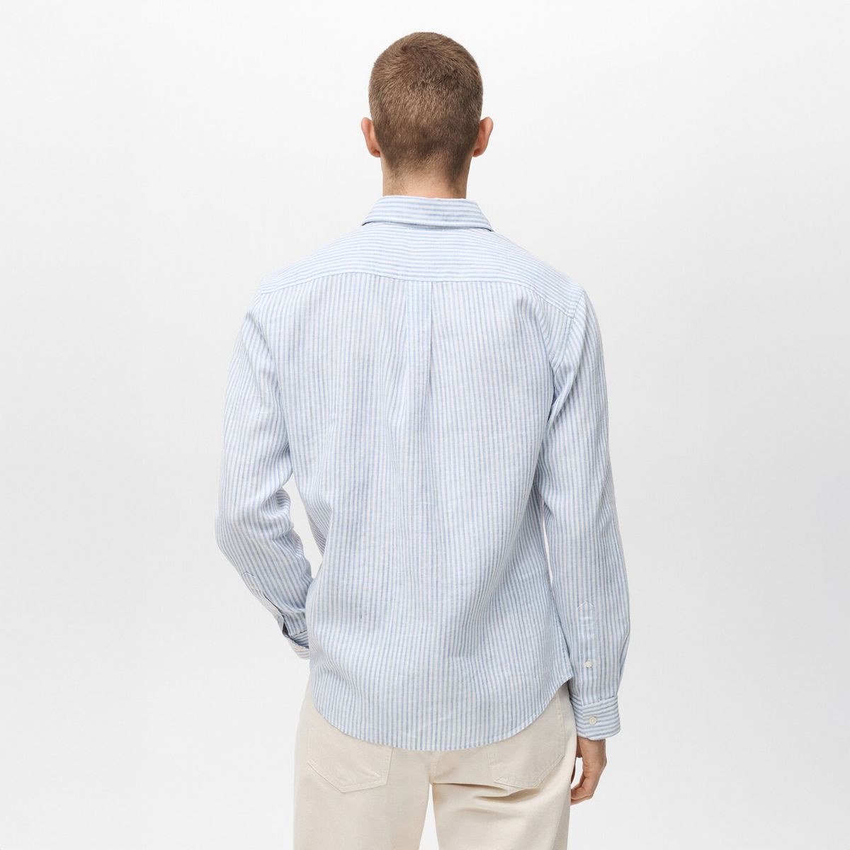 MANGO MAN - Camisa Emma Lino Rayas Regular Fit Hombre Mango Man