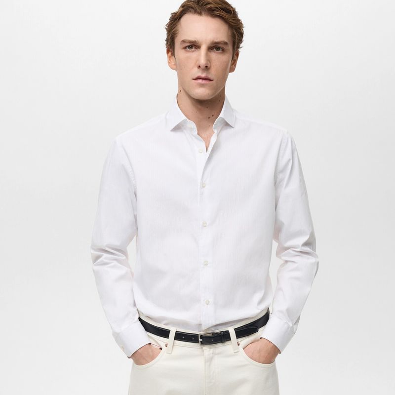 MANGO MAN - Camisa Donosti 100% Algodón Rayas Hombre Mango Man