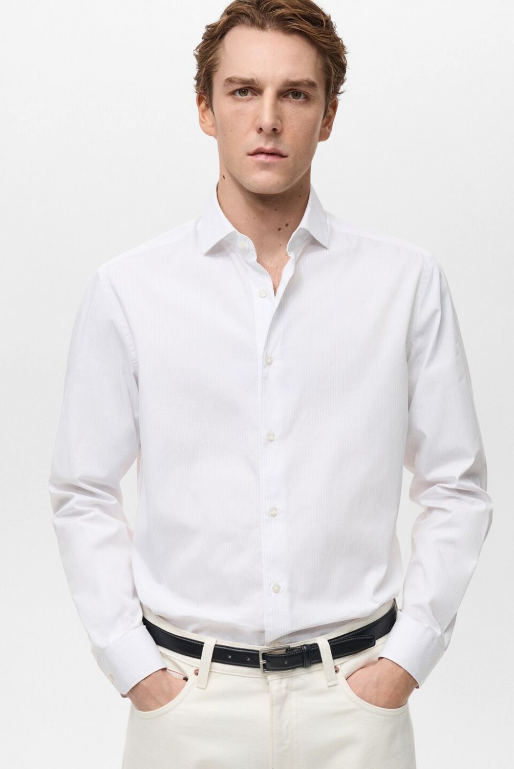 MANGO MAN - Camisa Donosti 100% Algodón Rayas Hombre Mango Man