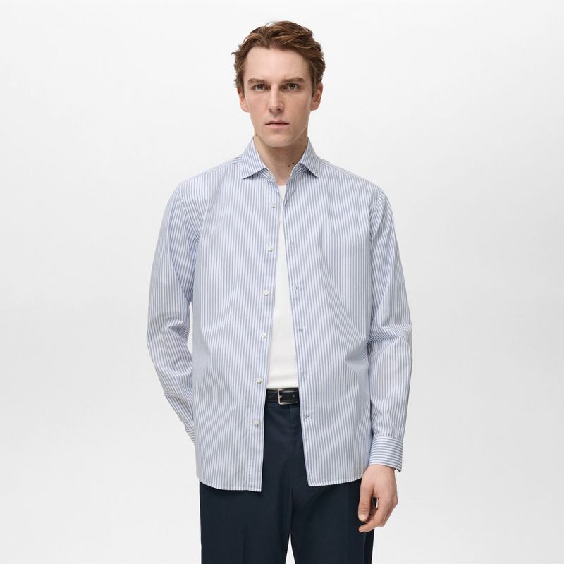 MANGO MAN - Camisa Donosti 100% Algodón Rayas Hombre Mango Man