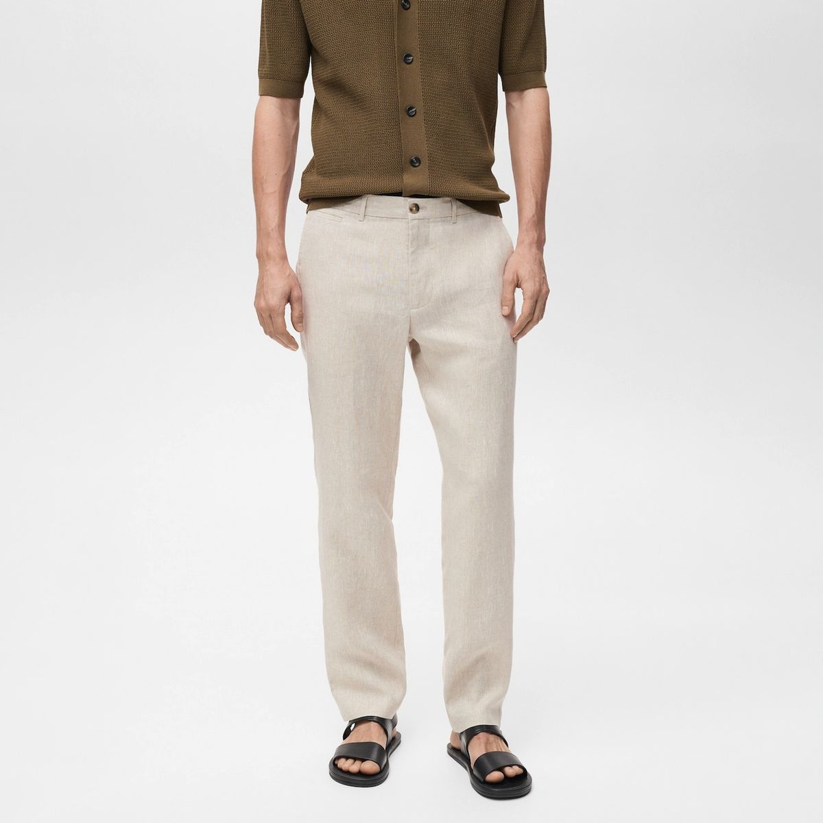 MANGO MAN - Pantalón Oyster 100% Lino Slim Fit Hombre Mango Man