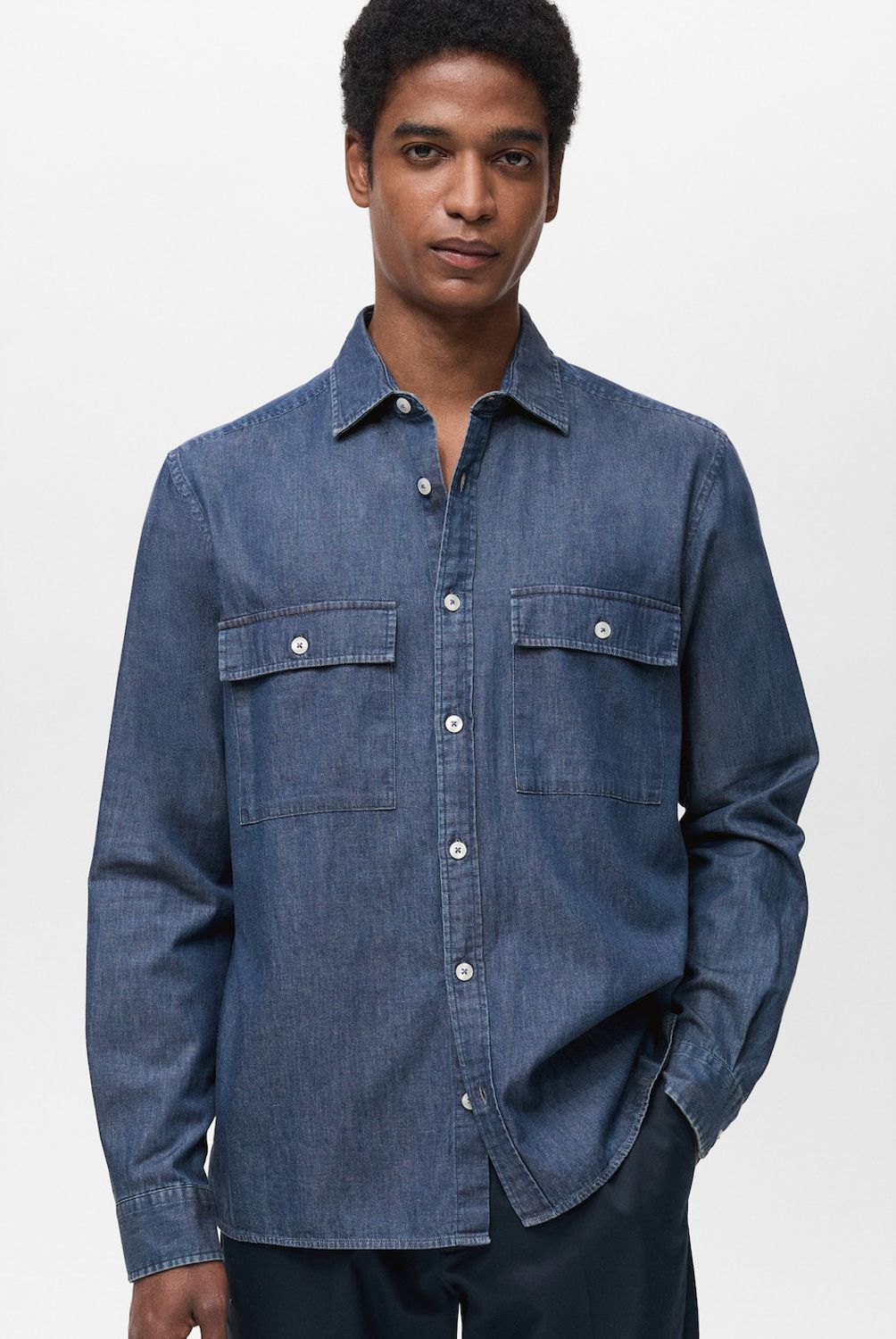 MANGO MAN - Camisa Neguri Jeans 100% Algodón Hombre Mango Man