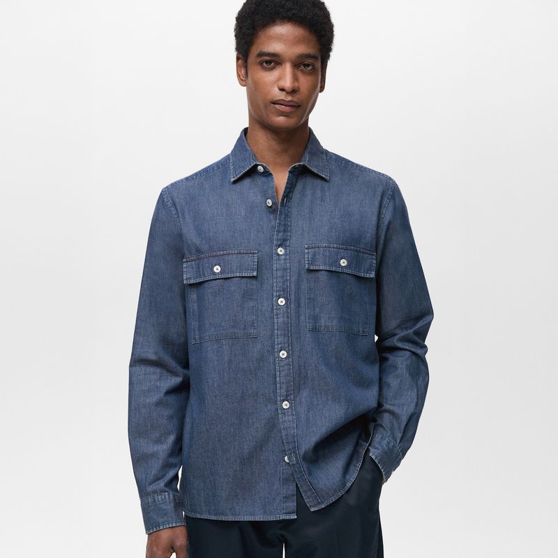 MANGO MAN - Camisa Neguri Jeans 100% Algodón Hombre Mango Man