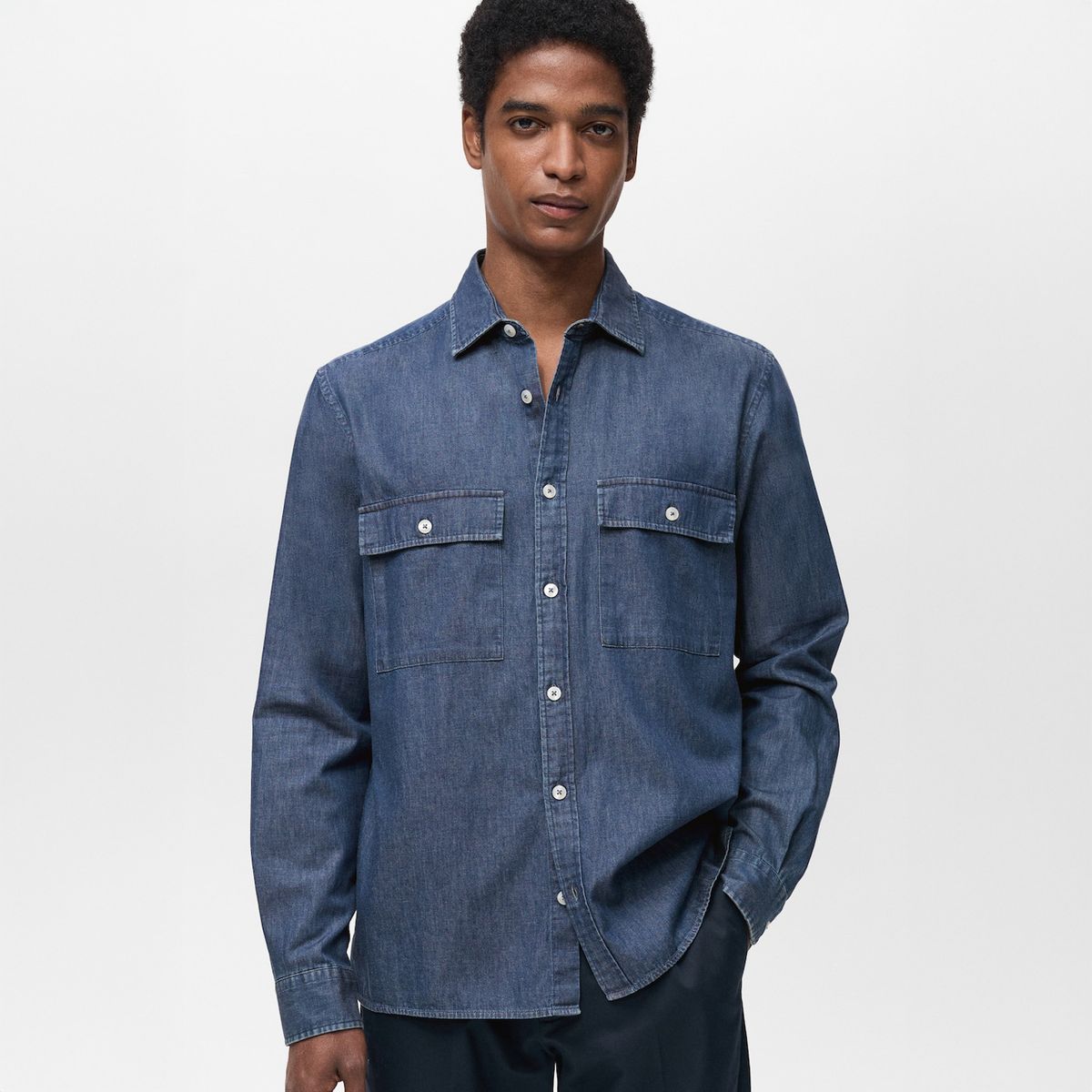 MANGO MAN - Camisa Neguri Jeans 100% Algodón Hombre Mango Man