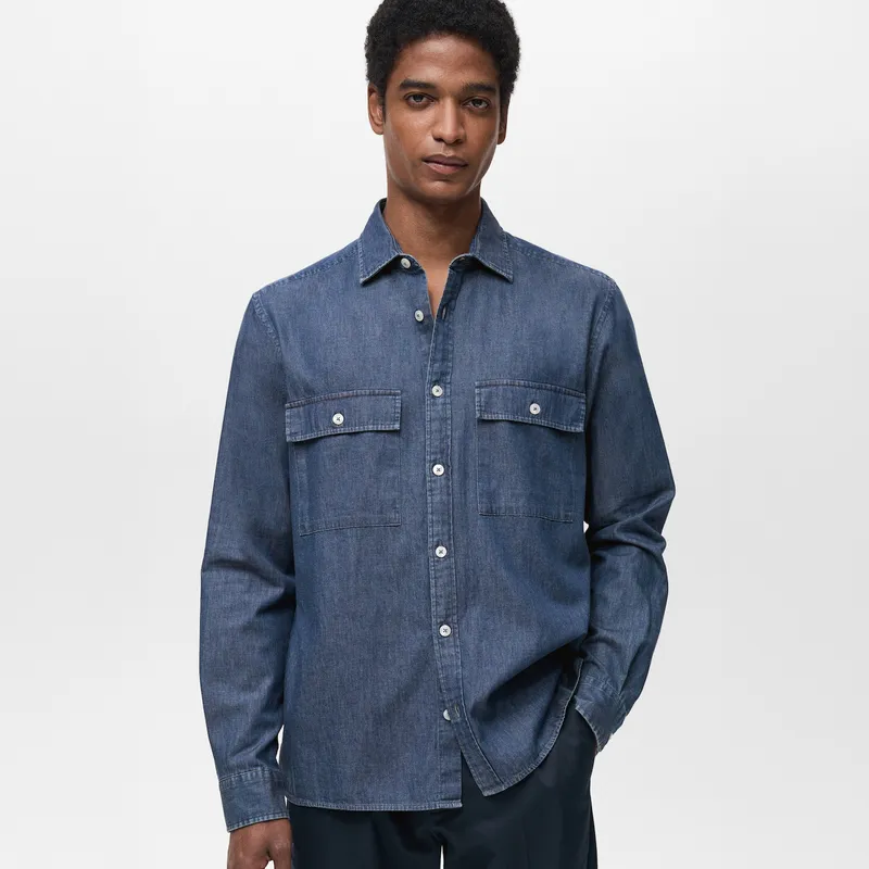 MANGO MAN - Camisa Neguri Jeans 100% Algodón Hombre Mango Man