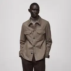 MANGO MAN - Sobrecamisa Mezcla Lana Franela Hombre