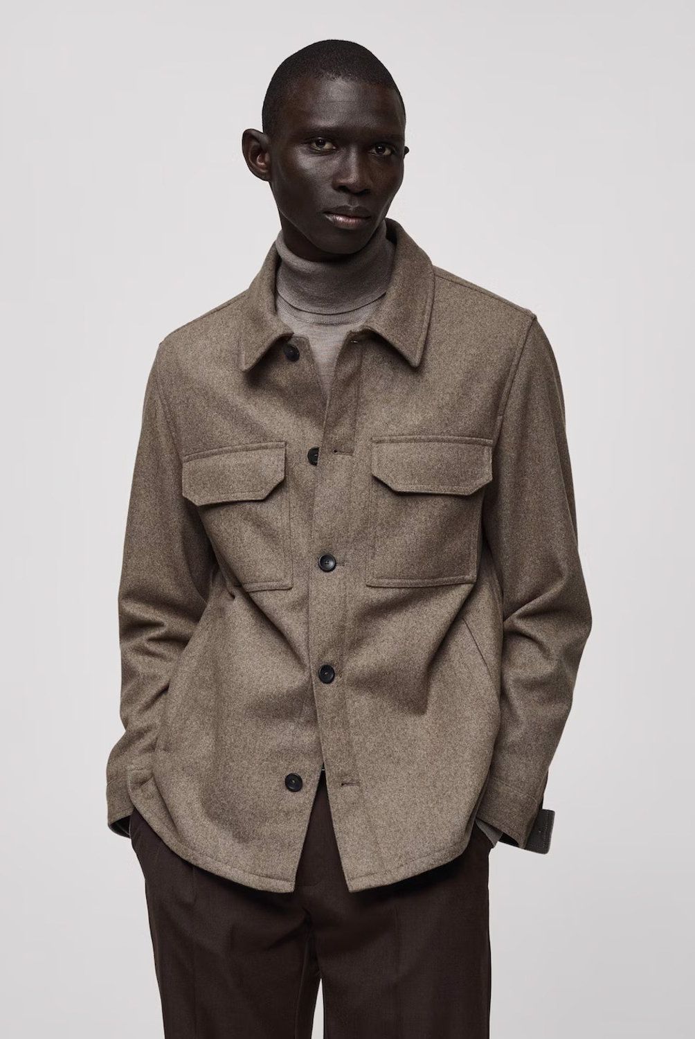 MANGO MAN - Sobrecamisa Mezcla Lana Franela Hombre Mango Man