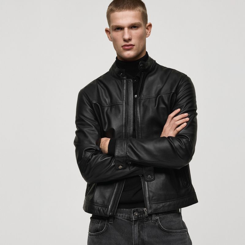 MANGO MAN - Chaqueta Biker Apollo 100% Cuero Hombre Mango Man