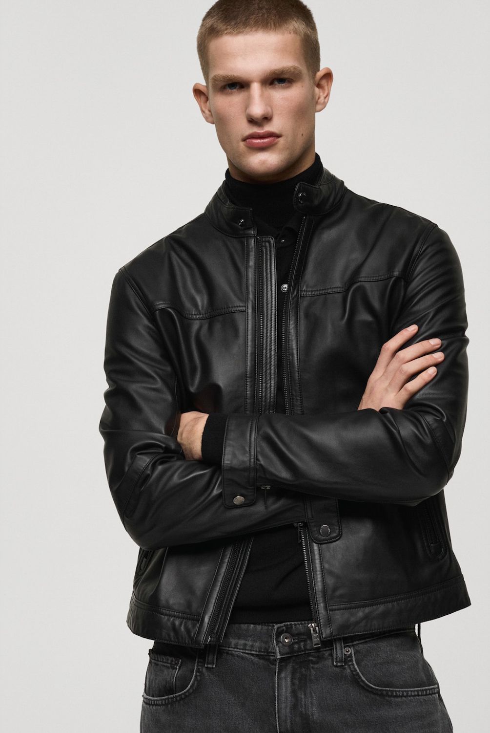 MANGO MAN - Chaqueta Biker Apollo 100% Cuero Hombre Mango Man