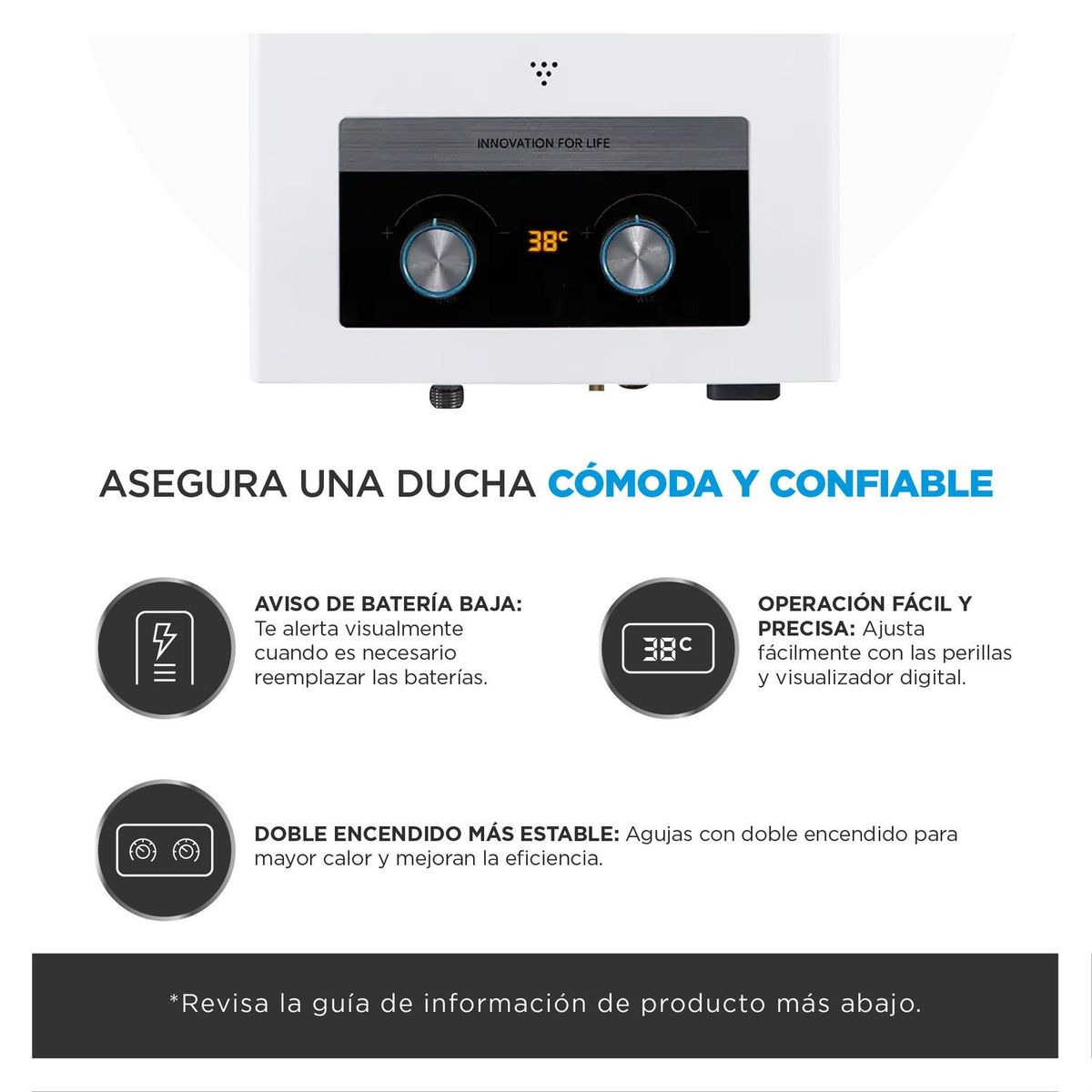 MIDEA - Calefont 7 Litros Tiro Natural Gas Licuado Midea