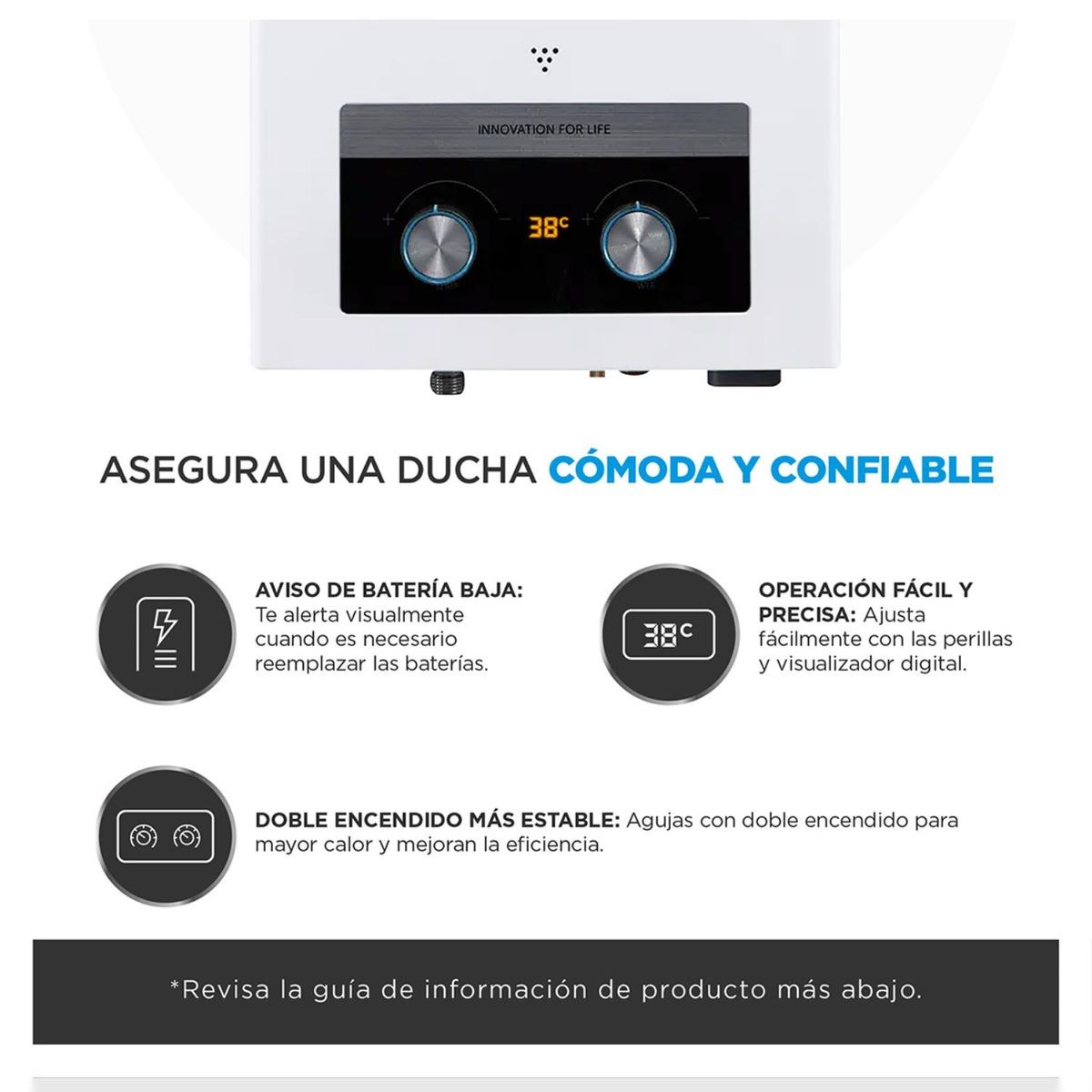 MIDEA - Calefont 10 Litros Tiro Natural Gas Licuado Midea