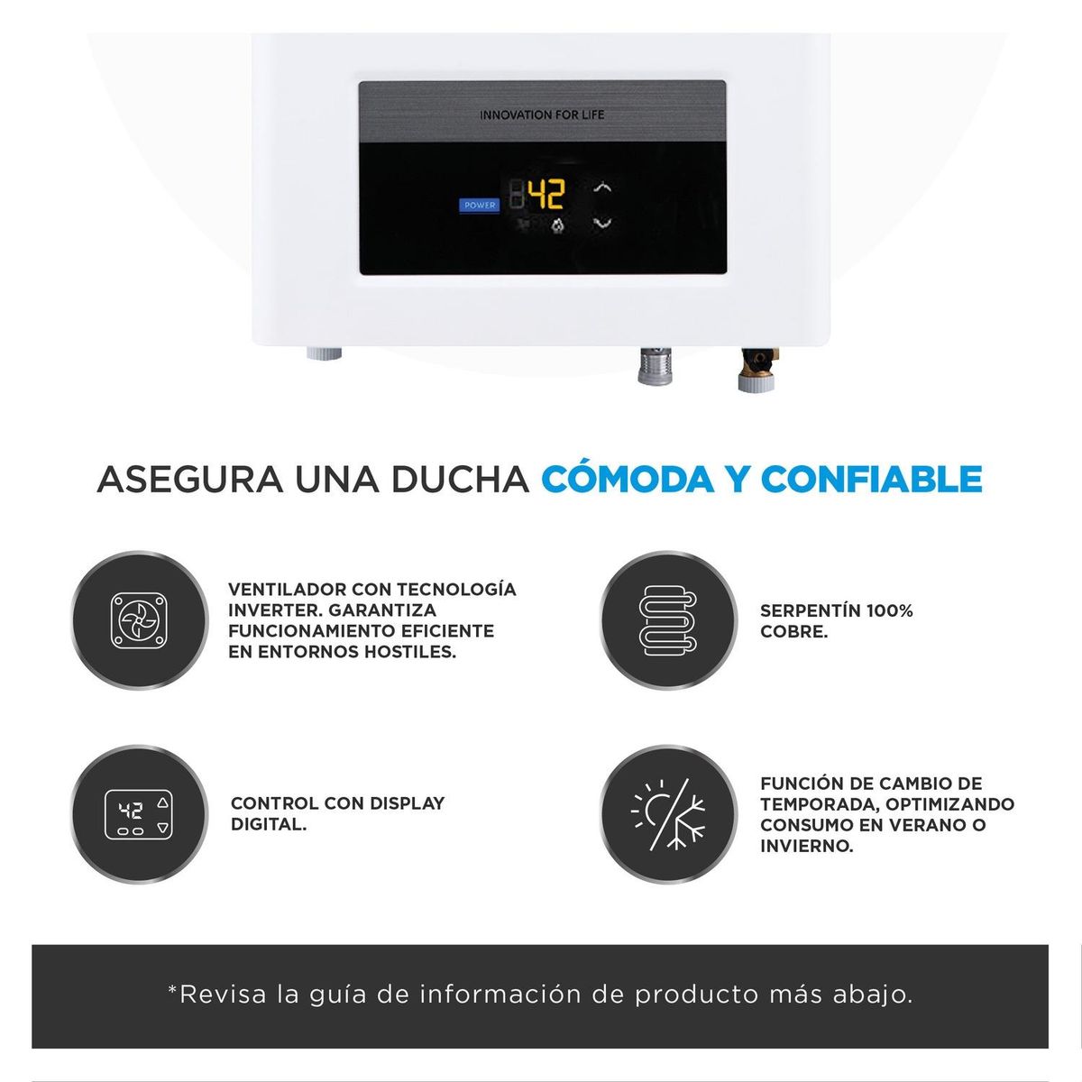 MIDEA - Calefont 10 Litros Tiro Forzado Gas Natural Midea