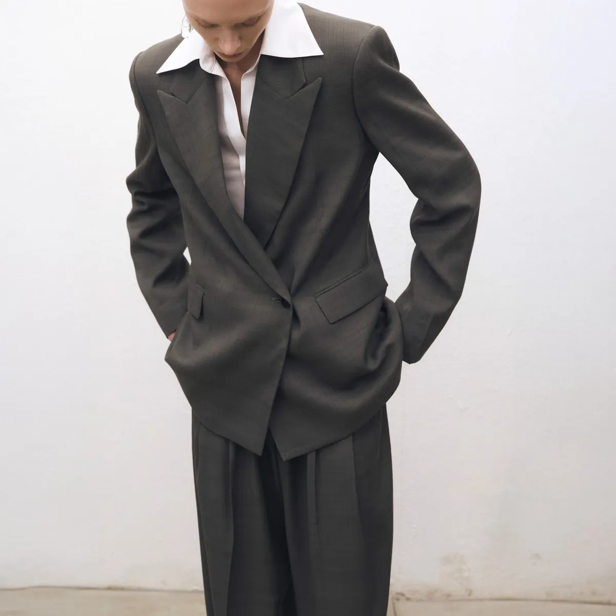 MANGO - Blazer Traje Oversize Cruzada Mujer Mango