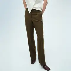 MANGO - Pantalón Recto Tiro Medio Mujer