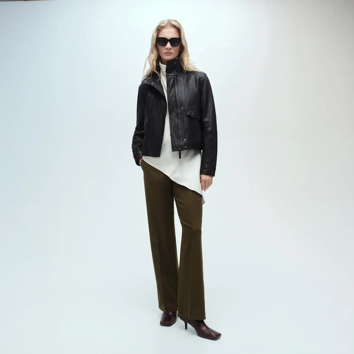 MANGO - Pantalón Recto Tiro Medio Mujer Mango