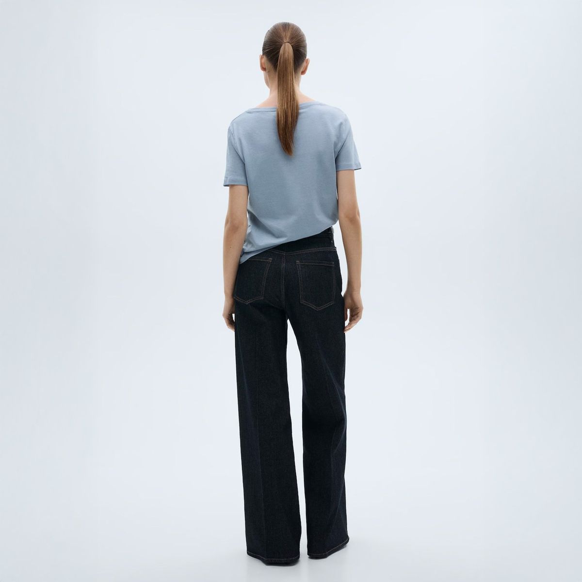 MANGO - Polera Algodón Cuello Pico Algodón Mujer Mango