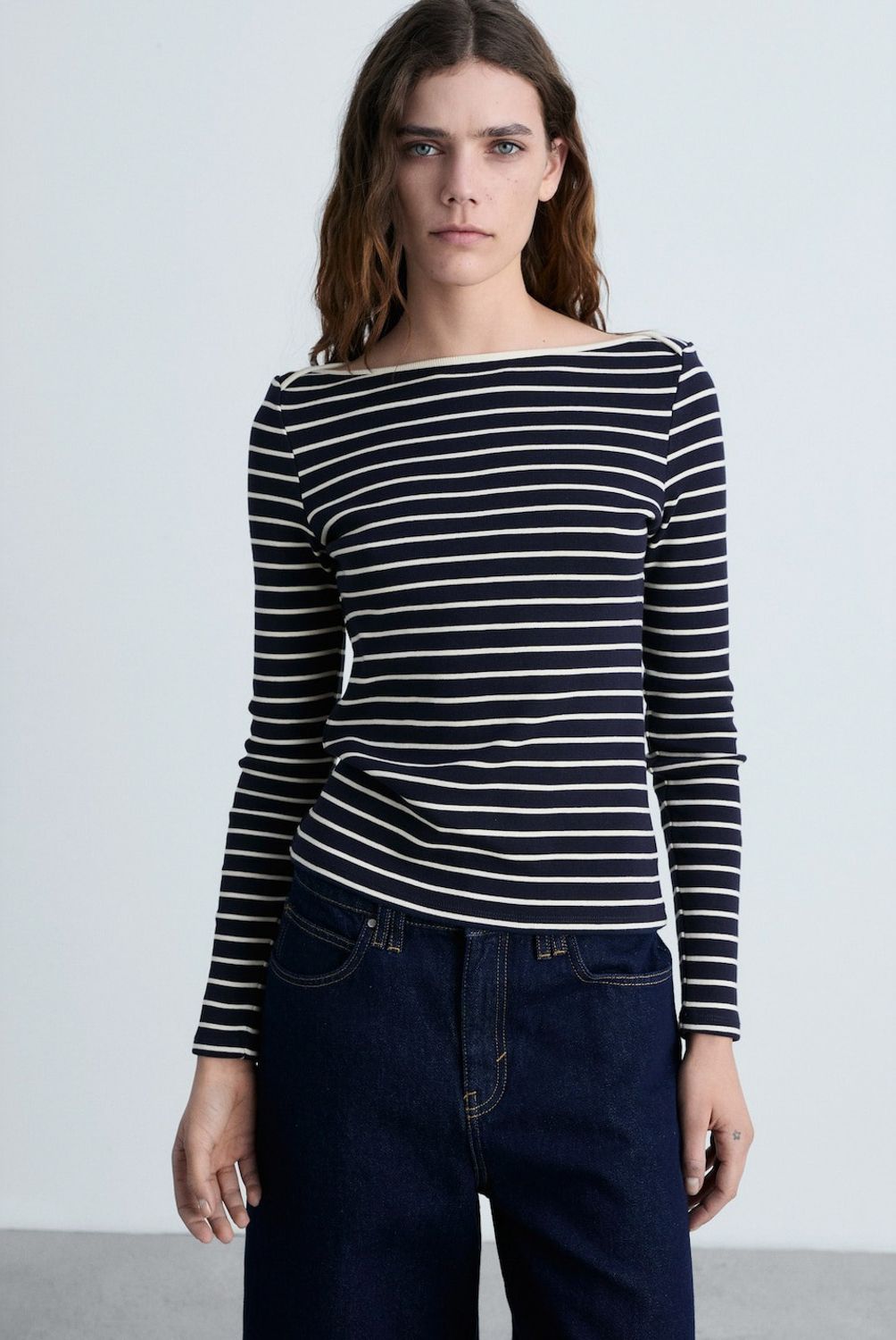 MANGO - Camiseta Rayas Cuello Barco Mujer Mango