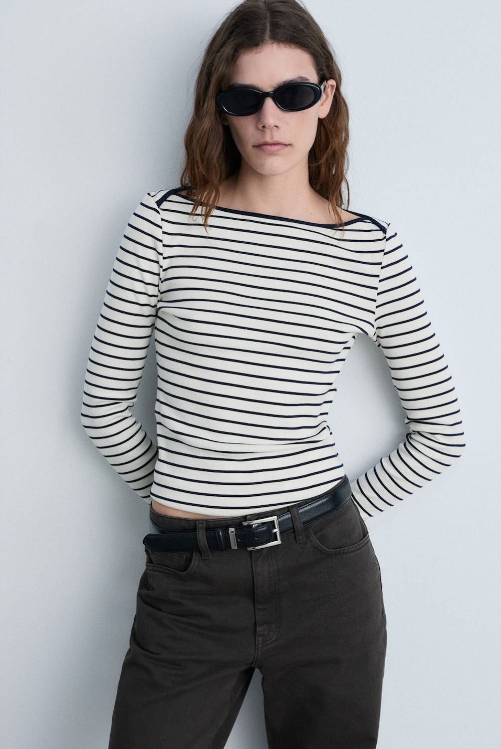 MANGO - Camiseta Rayas Cuello Barco Mujer Mango