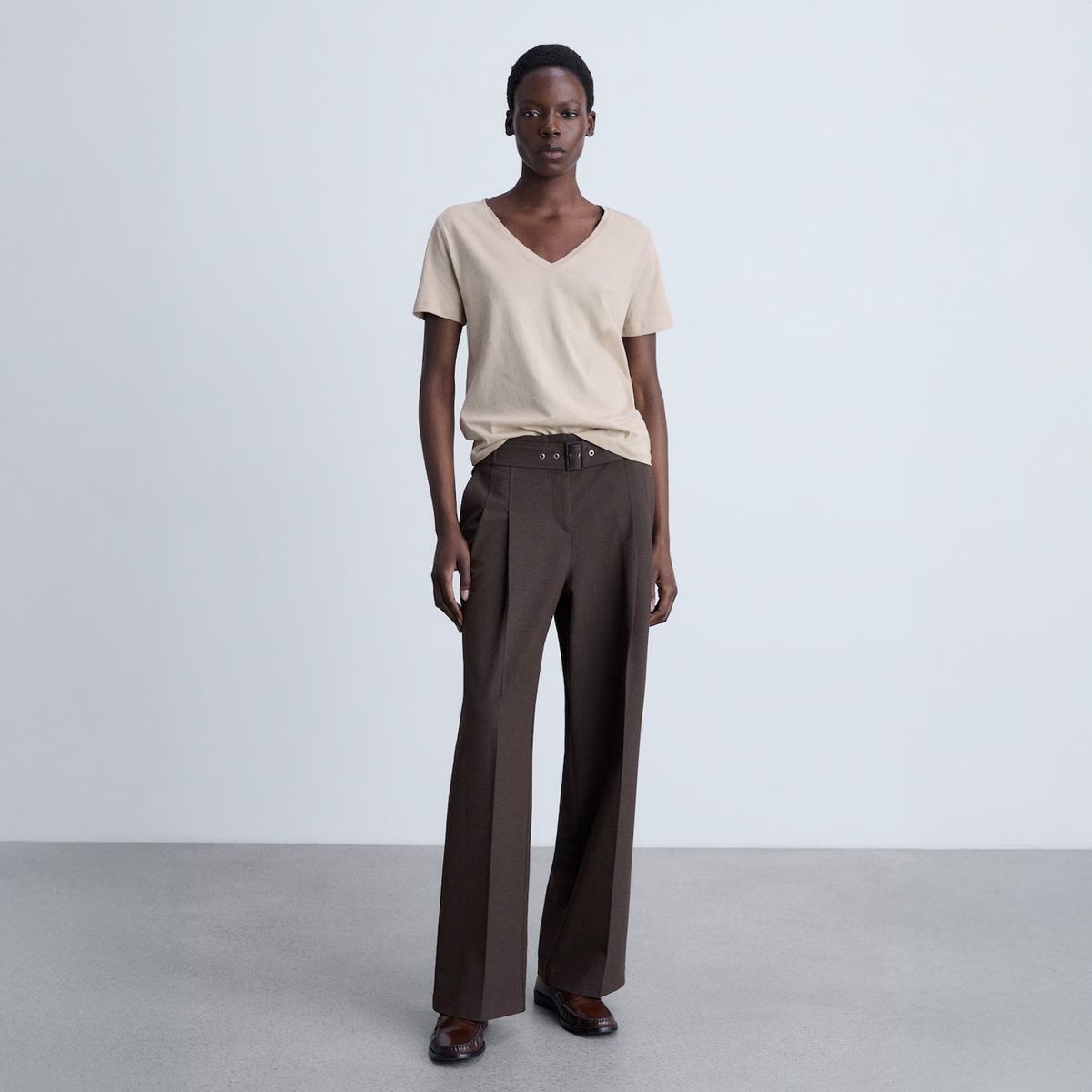 MANGO - Camiseta Algodón Cuello Pico Mujer Mango