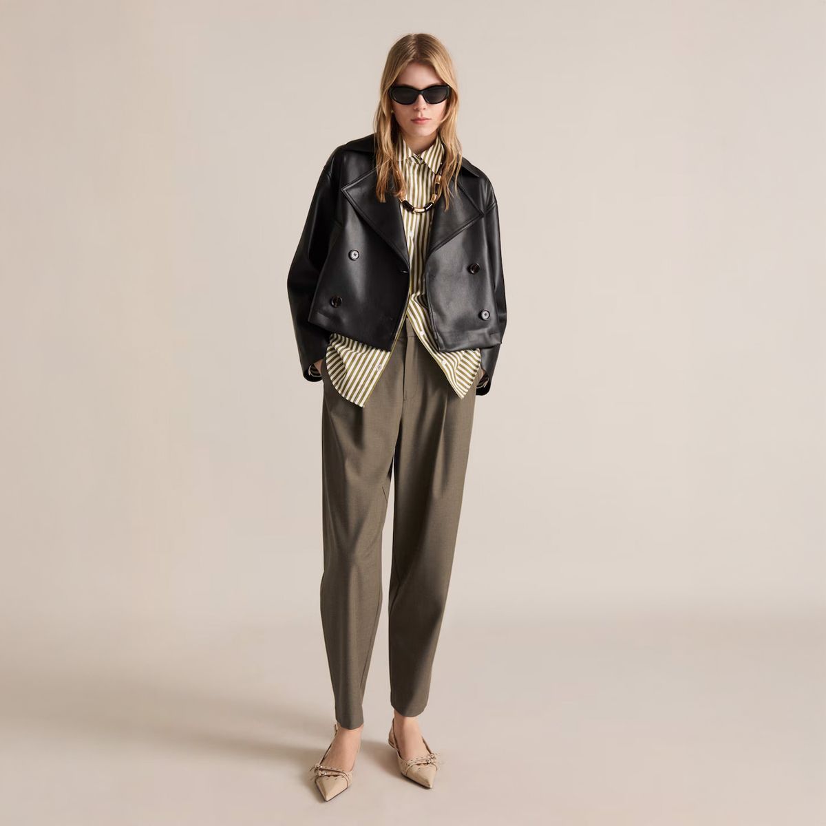 MANGO - Pantalón Recto Tiro Medio Mujer Mango