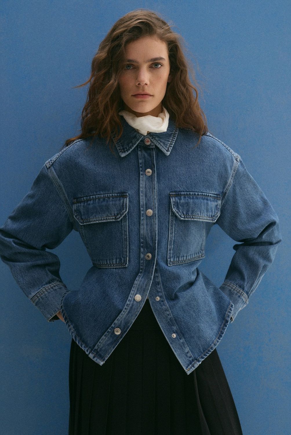 MANGO - Sobrecamisa Vaquera Bolsillos Algodón Mujer Mango