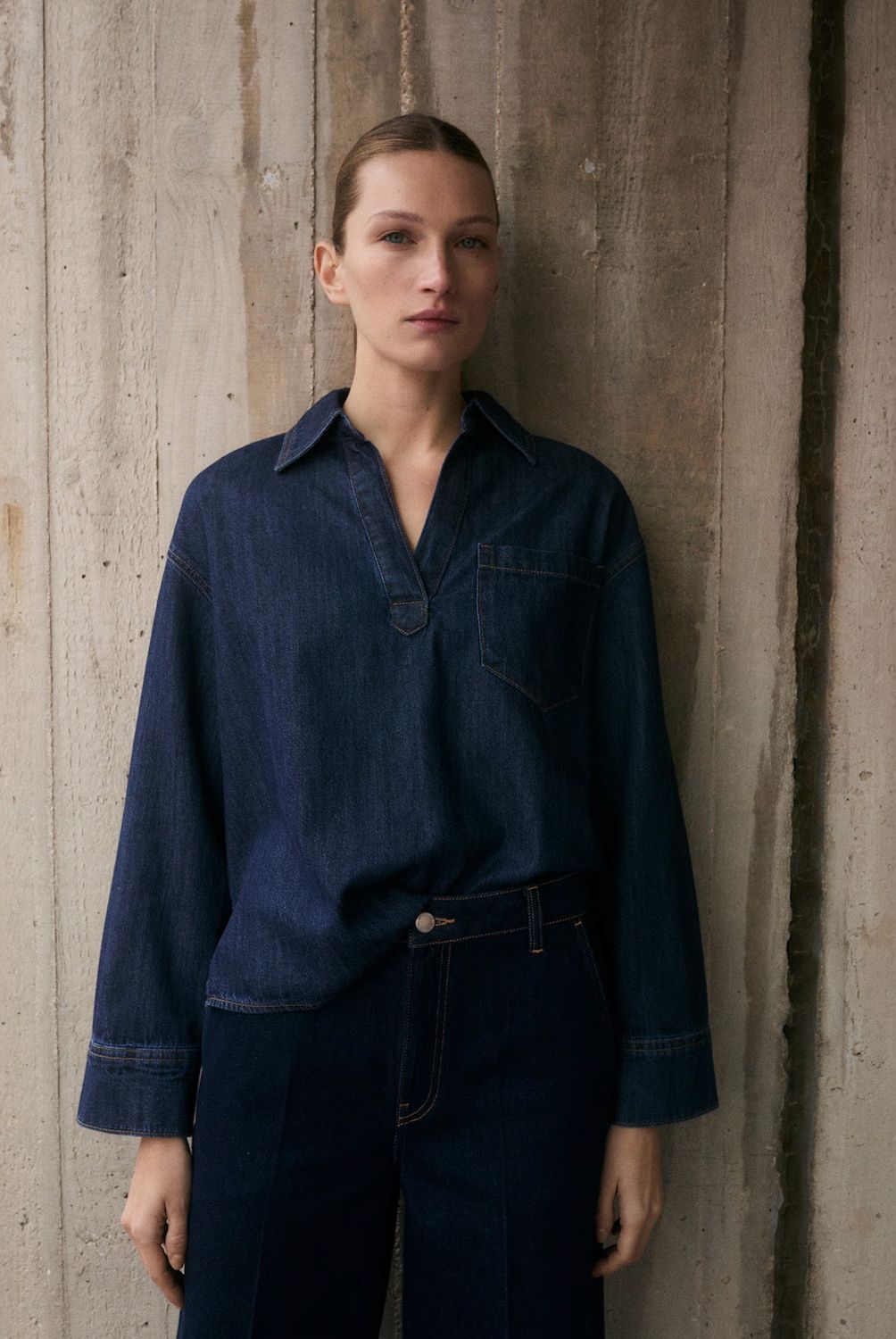 MANGO - Blusa Vaquera Algodón Mujer Mango