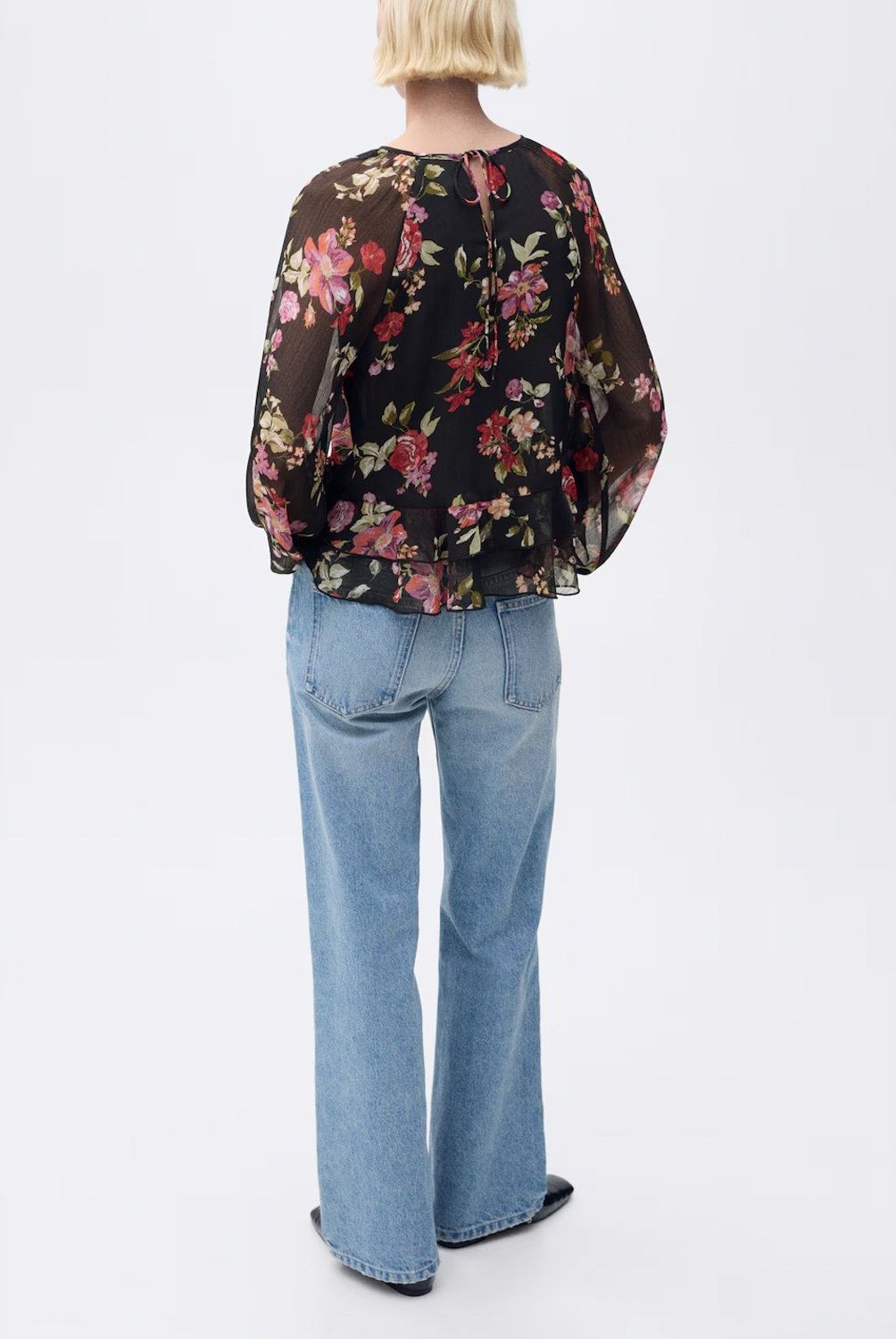 MANGO - Blusa Floral Volantes Mujer Mango