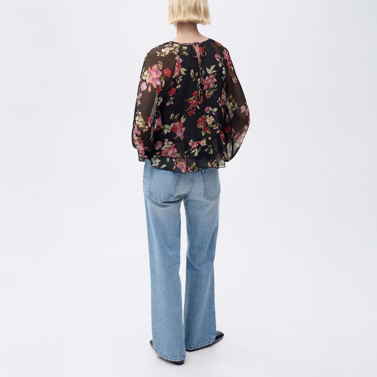 MANGO - Blusa Floral Volantes Mujer Mango