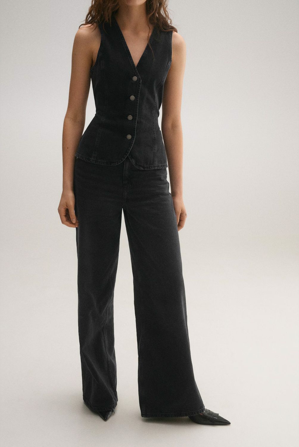 MANGO - Jeans Wide Leg Tiro Alto Algodón Mujer Mango