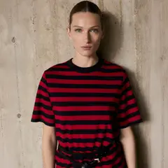 MANGO - Polera Manga Corta Rayas Mujer