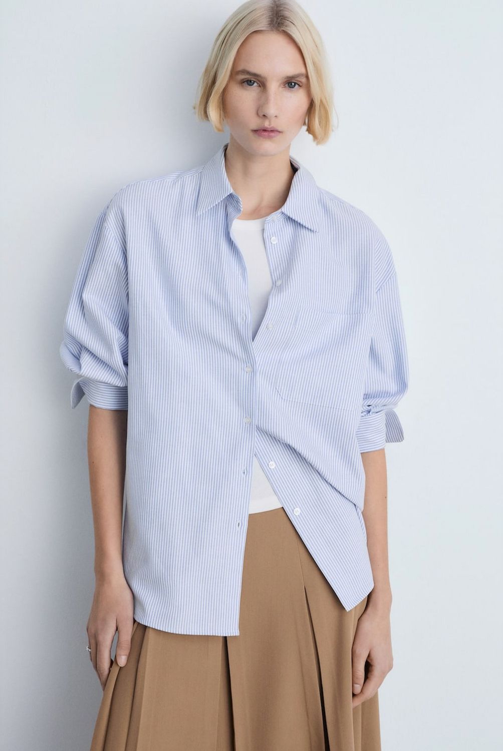 MANGO - Camisa Algodón Rayas Mujer Mango