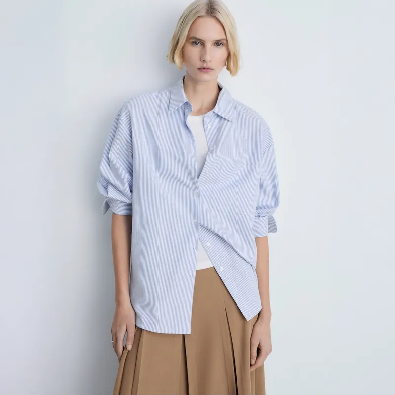 MANGO - Camisa Algodón Rayas Mujer Mango