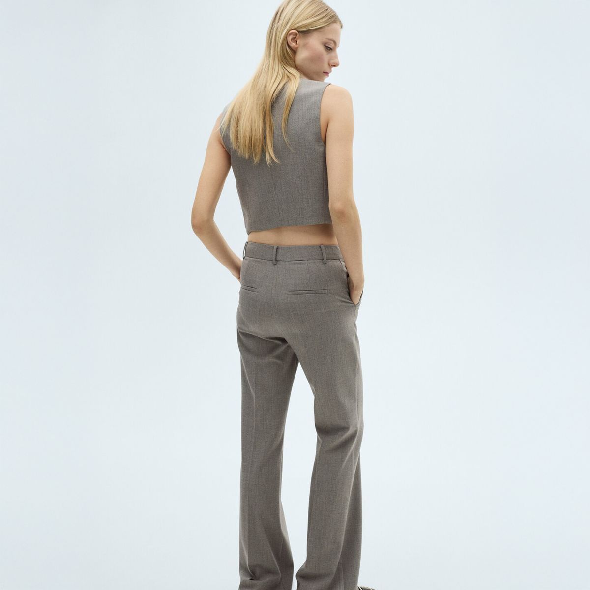 MANGO - Chaqueta Traje Crop Mujer Mango