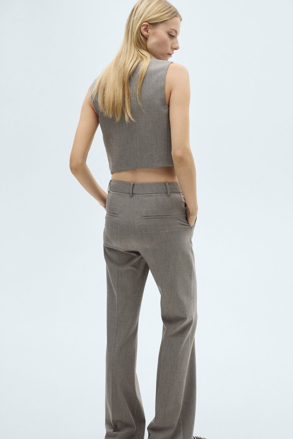 MANGO - Chaqueta Traje Crop Mujer Mango