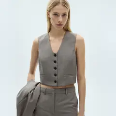 MANGO - Chaqueta Traje Crop Mujer