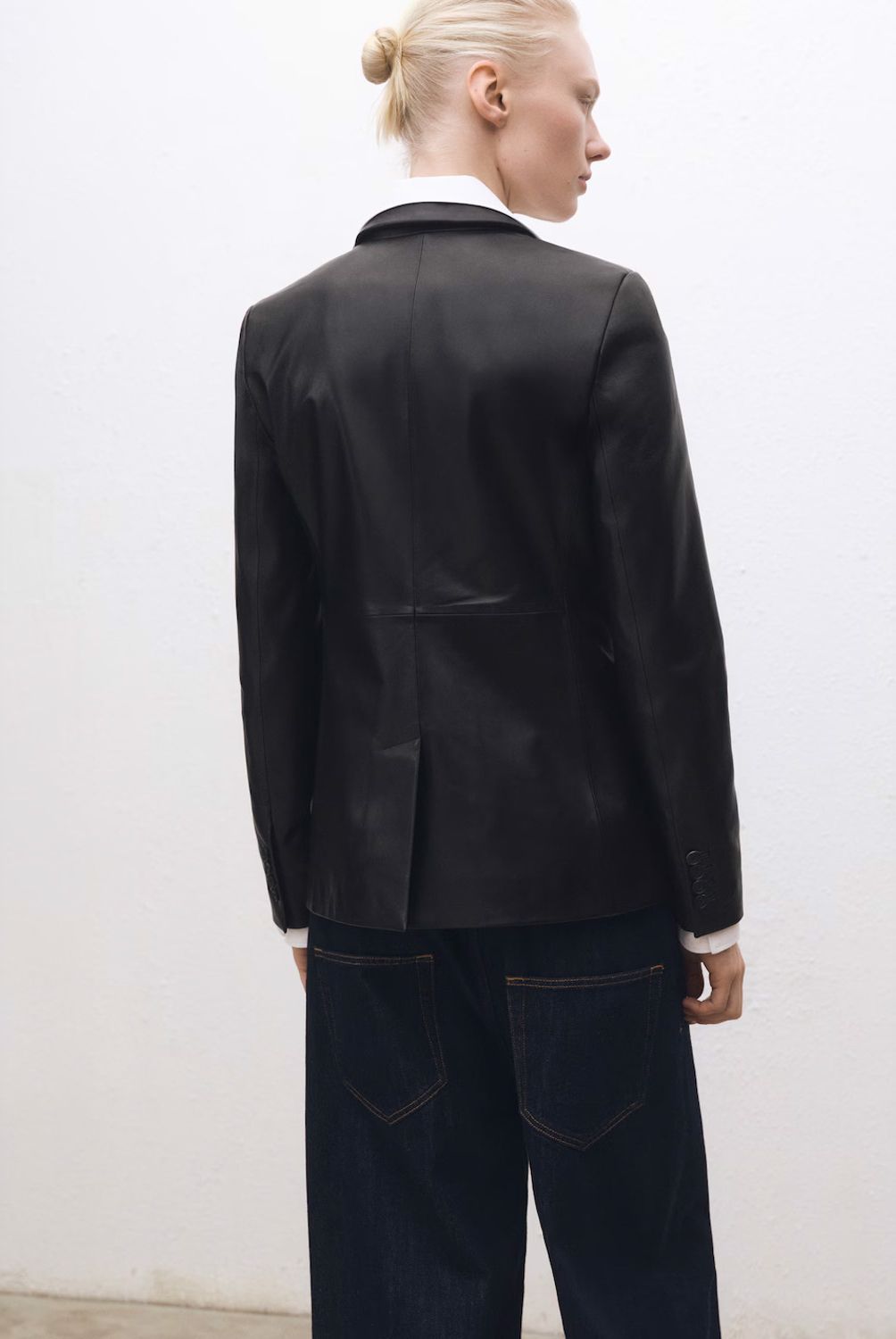 MANGO - Blazer Piel Botones Mujer Mango