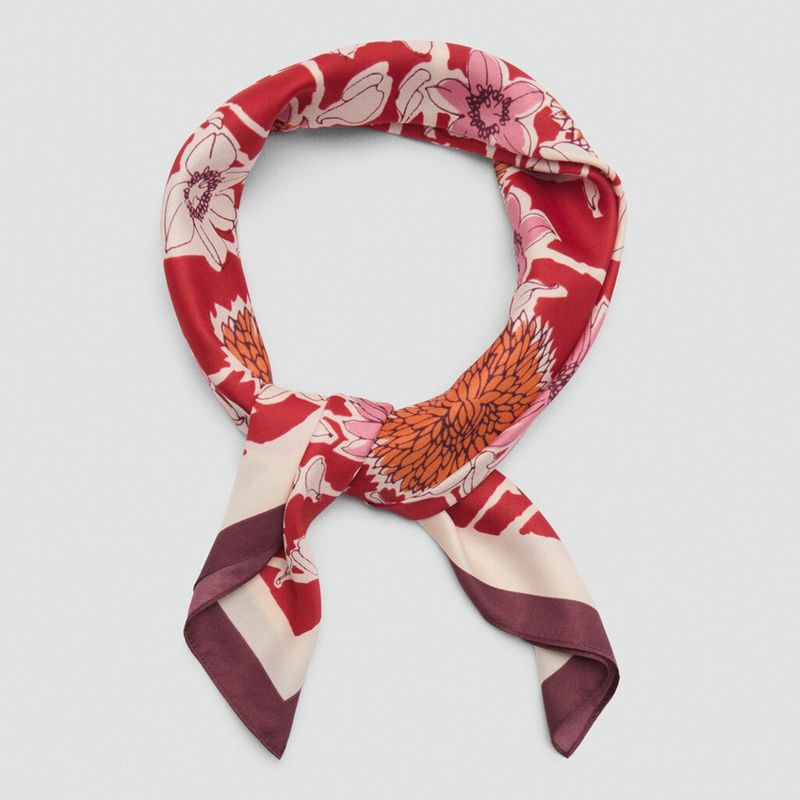MANGO - Pañuelo Satinado Floral Mujer Mango