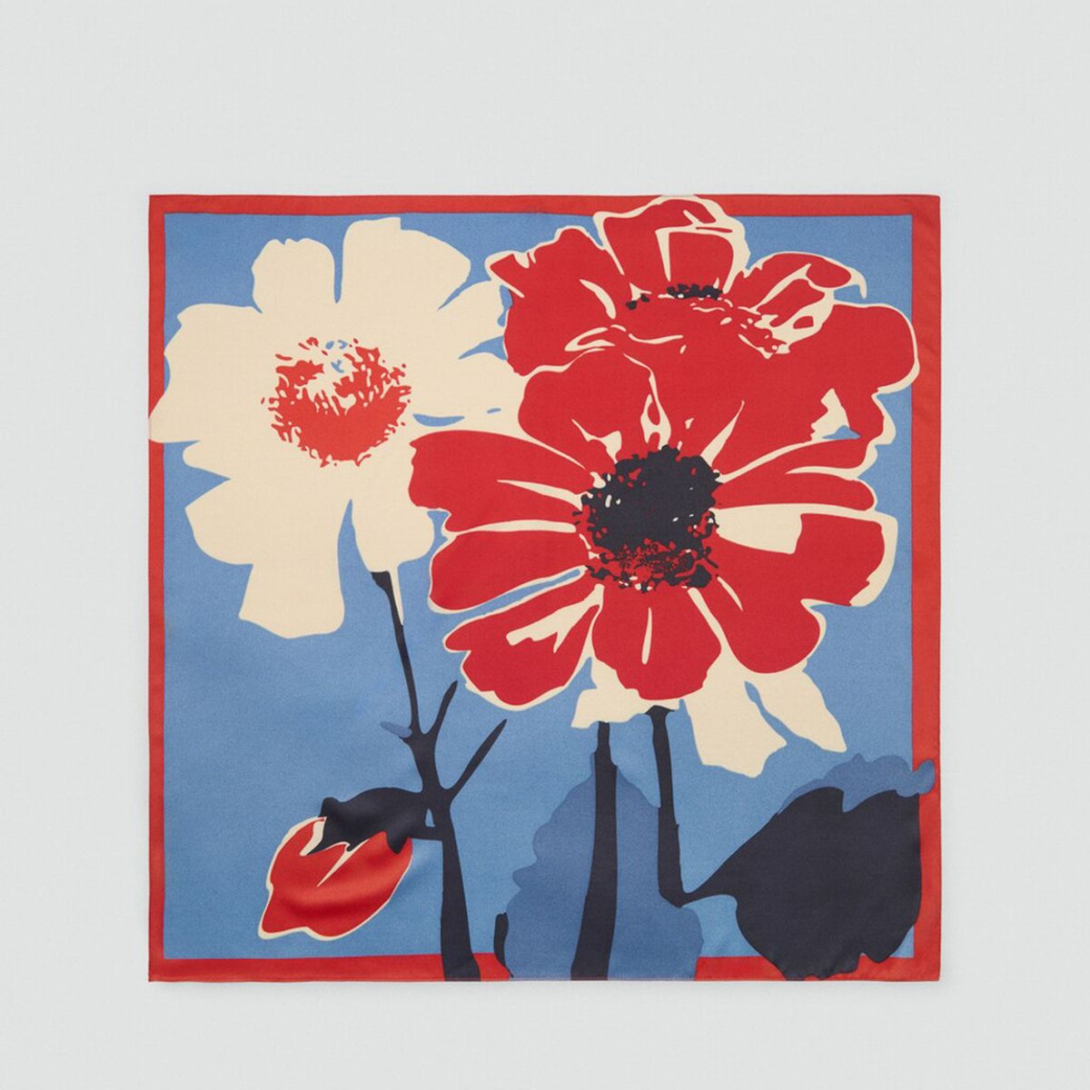 MANGO - Pañuelo Satinado Floral Mujer Mango