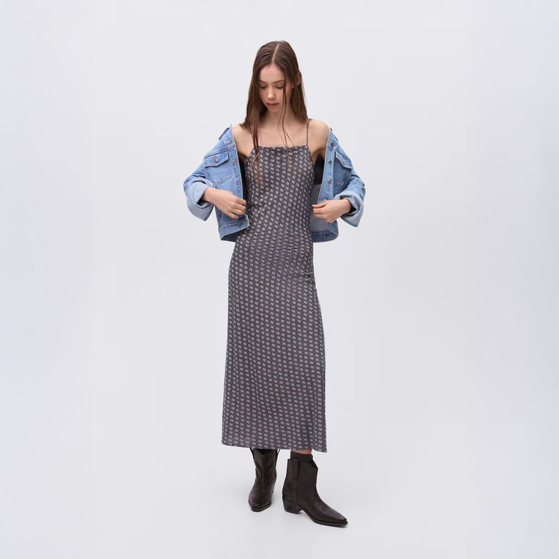 MANGO TEEN - Vestido Largo Estampado Mujer Mango Teen